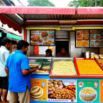 **Image Prompt:** A vibrant food kiosk in Bangladesh, showcasing a popular micro-franchise with customers enjoying local snacks. Focus on the kiosk's branding and the lively street scene. Capture the essence of a successful small business in a bustling market setting.