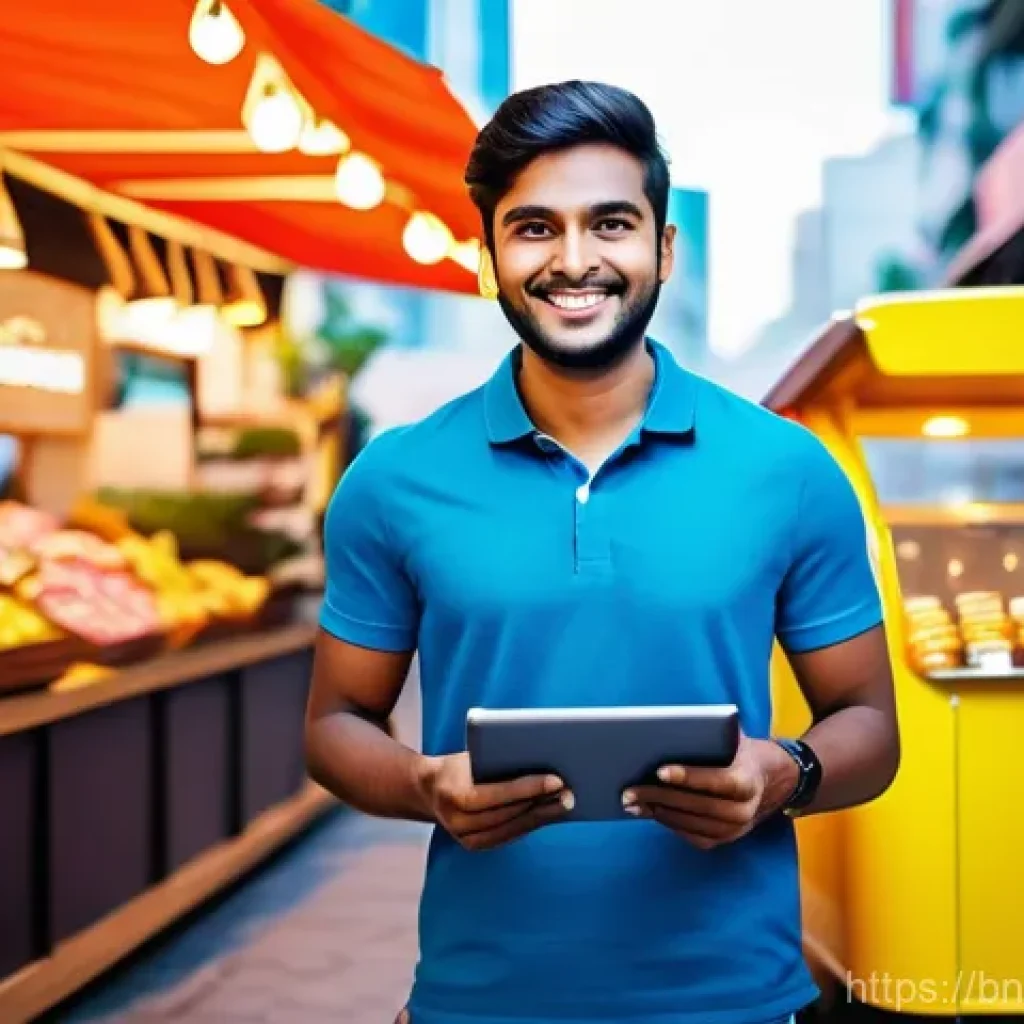 마이크로 프랜차이즈의 투자자 관점 - **Prompt:** A vibrant, optimistic image featuring a young Bengali entrepreneur, dressed in smart cas...