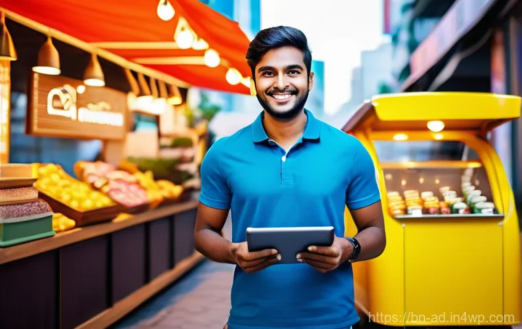 마이크로 프랜차이즈의 투자자 관점 - **Prompt:** A vibrant, optimistic image featuring a young Bengali entrepreneur, dressed in smart cas...