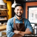 Home 22 마이크로 프랜차이즈와 리스크 분석 - **Prompt:** A young, optimistic entrepreneur, a man in his late 20s, with a warm smile, stands proud...