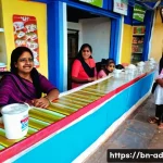 Home 21 마이크로 프랜차이즈의 성공 사례 분석 - **Prompt:** A vibrant and bustling micro-franchise "Amul Parlour" or "Amul Outlet" in a sunny, clean...