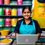 Home 20 마이크로 프랜차이즈의 지속 가능성 - A vibrant micro franchise business scene in Bangladesh featuring a small, independent shop adorned w...