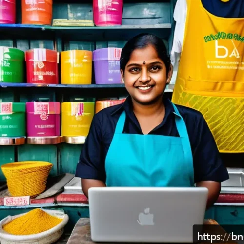 Home 32 마이크로 프랜차이즈의 지속 가능성 - A vibrant micro franchise business scene in Bangladesh featuring a small, independent shop adorned w...