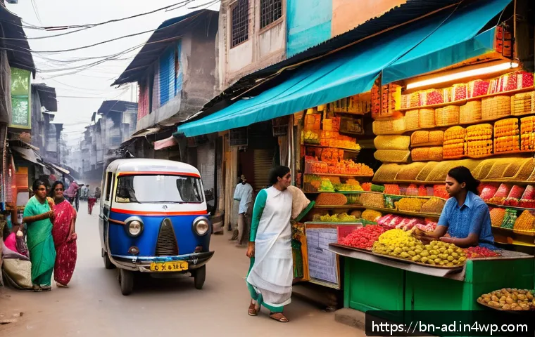 마이크로 프랜차이즈의 장단점 - A vibrant micro franchise storefront in a bustling local Bengali market, showcasing a small but mode...