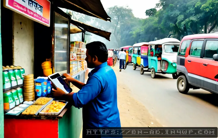 Home 17 마이크로 프랜차이즈와 대기업의 관계 - Photorealistic scene of a small neighborhood food kiosk operated by a confident Bengali entrepreneur...